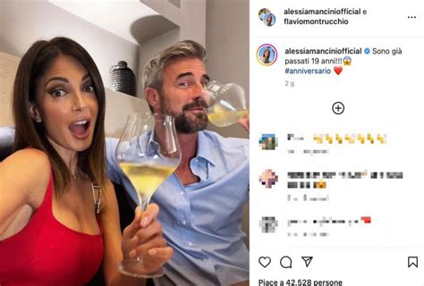 Alessia Mancini e Montrucchio anniversario matrimonio: lei splende con un abito rosso fuoco ...