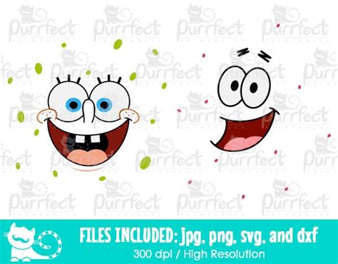 Spongebob and Patrick Face SVG Digital Cut Files in Svg Dxf - Etsy