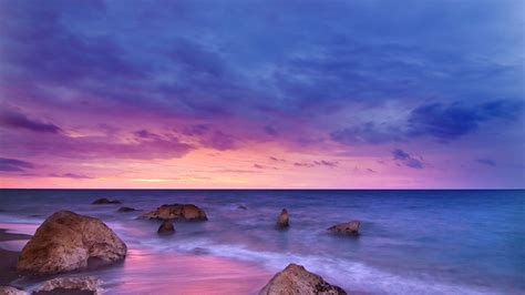 2560x1440 Sunset Ocean Water Rock Beach 5k 1440P Resolution HD 4k Wallpapers, Images ...