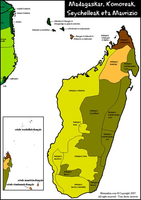 Madagascar & Comores - Carte linguistique