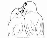 Cute Love Birds Coloring Page For Kids  Free Parrots Printable sketch template