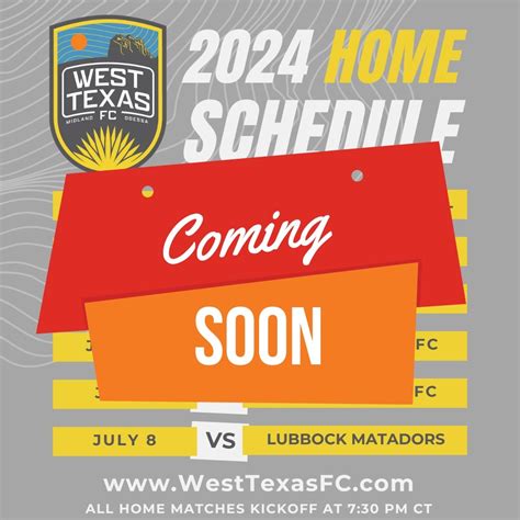 SCHEDULE — West Texas FC