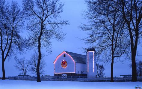 Christmas lights in the snow | Barn pictures, Barn, Country barns