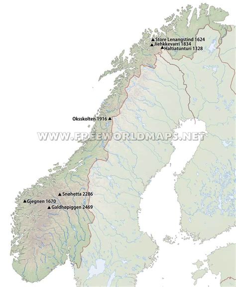 Norway Physical Map