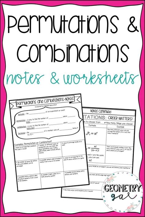 Combination Word Problems Worksheet