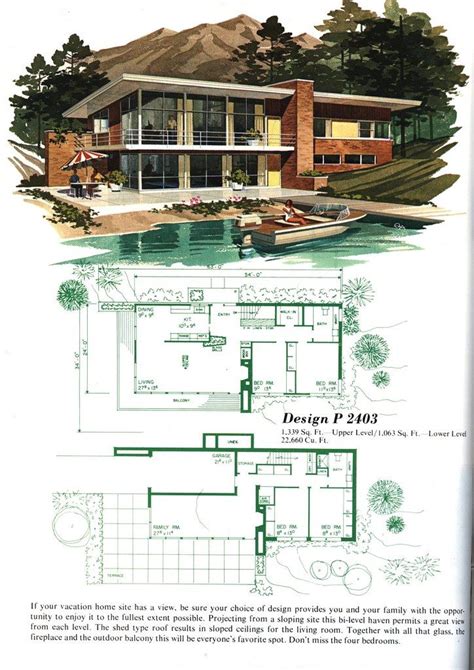 P2403 | Mid century modern house plans, Duplex house design, Mid century modern house