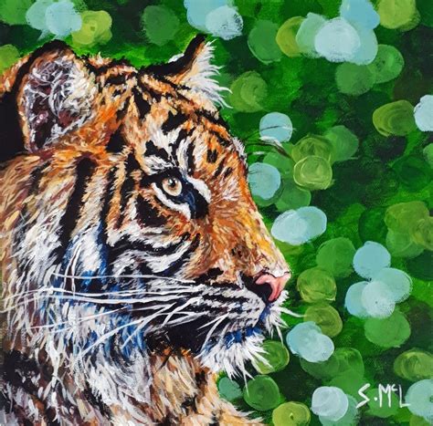 Acrylic tiger painting. Original tiger painting. Tiger print. | Etsy | Tiger painting, Pet ...