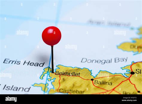 Belmullet pinned on a map of Ireland Stock Photo - Alamy