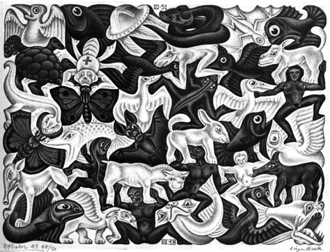 Assorted animal illustration, artwork, optical illusion, drawing, M. C. Escher HD wallpaper ...