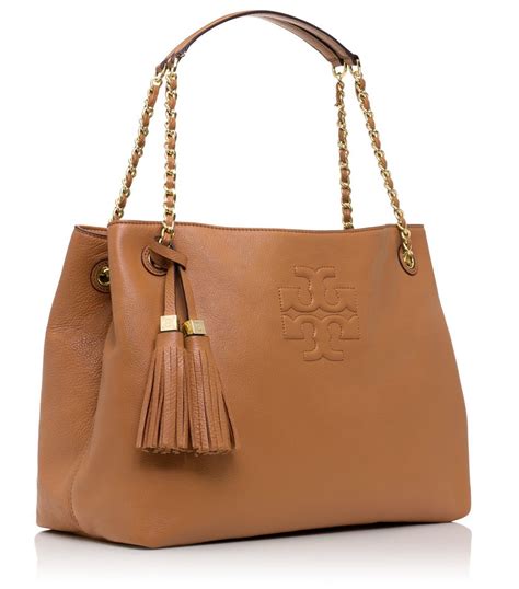 Lyst - Tory burch Thea Chain Leather Tote in Brown