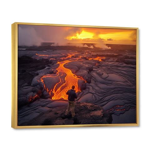 Designart "Hawaiian Volcano Landscape I" Hawaii Framed Canvas Wall Art ...