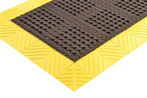 NOTRAX Drainage Mat, 5 ft L, 3 ft W, 1 in Thick, Rectangle, Black with ...