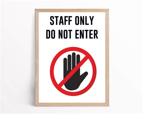 Staff Only Sign, Staff Only Door Sign, Printable Staff Only Sign, Do Not Enter Sign, Do Not ...