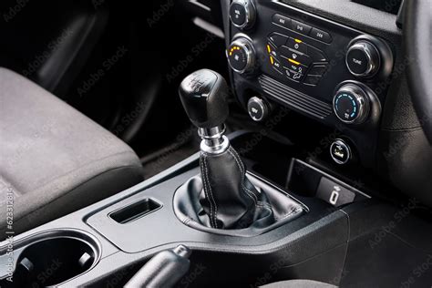 automatic transmission shift selector in the car interior. Closeup a ...