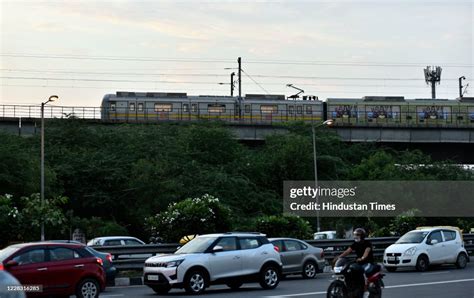 A Delhi Metro train running near Chattarpur Metro Station, on... News ...