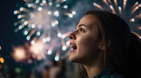 A person's amazed reaction to a breathtaking fireworks display