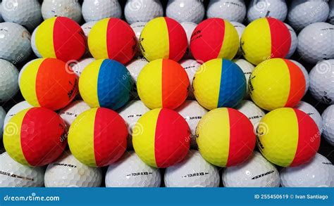 Color golf balls stock image. Image of play, yellow - 255450619