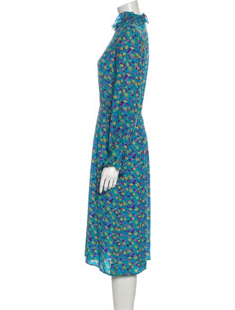 Saks Fifth Avenue Silk Midi Length Dress - Blue Dresses, Clothing ...