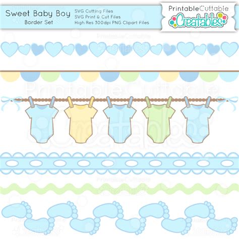 Sweet Baby Boy Borders Set - SVG Cuts & Clipart