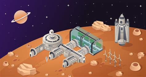 Premium Vector | Mars colonization concept