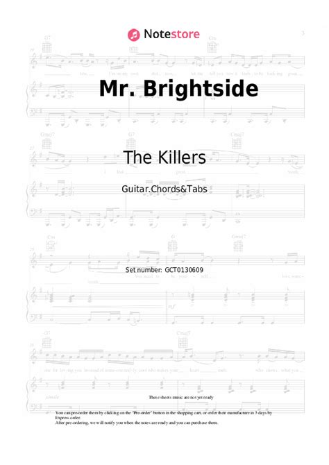 Mr. Brightside chords and tabs The Killers in Note-Store.com | Guitar.Chords&Tabs SKU GCT0130609