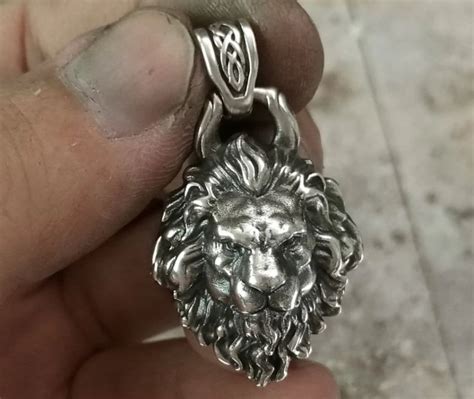 Silver Lion Pendant necklace sterling silver Lion Necklace | Etsy