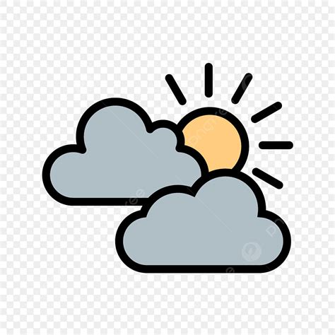 Sunny Clipart PNG Images, Vector Sunny Icon, Sunny, Mostly Cloudy, Sun And Clouds PNG Image For ...