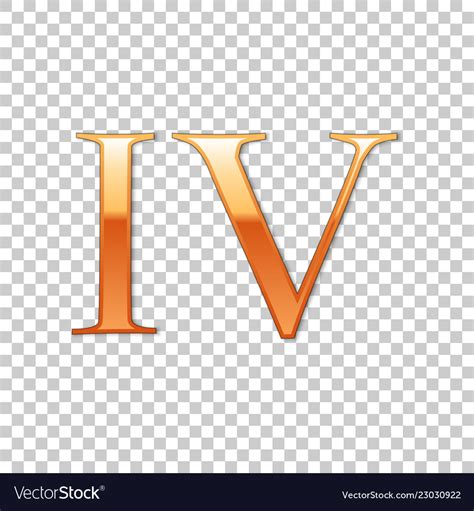 Golden roman numeral number 4 iv four Royalty Free Vector