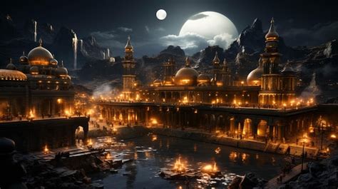 Premium AI Image | Mecca at night Landscape view