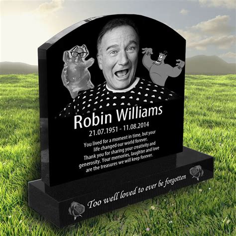 Robin Williams laser etched black granite headstone designed by Forever Shining | Famous ...