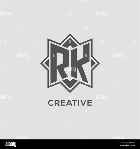 Monogram RK logo with eight point star style design vector graphic ...