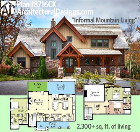 Plan 18716CK: Informal Mountain Living | Lake house plans, House plans, House layouts