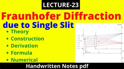 fraunhofer diffraction due to single slit | Engineering physics | Theory , Derivation and ...