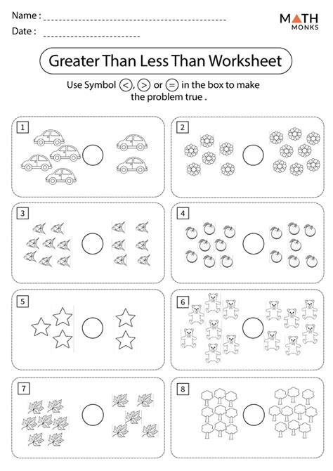 Greater Than Less Than Worksheet For Grade 1