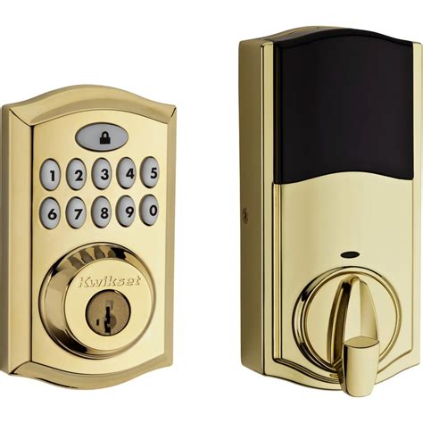 Kwikset Smartcode Lifetime Polished Brass Single-Cylinder Deadbolt 1-Cylinder Smartkey Lighted ...