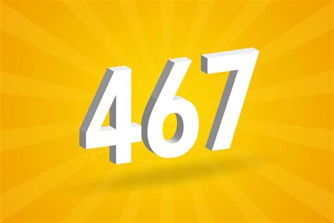 3D 467 number font alphabet. White 3D Number 467 with yellow background 13888206 Vector Art at ...