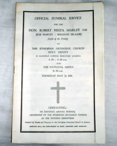 Source of the Week: Bob Marley's funeral program - OrthodoxHistory.org