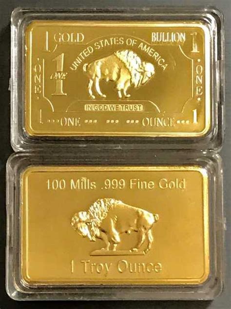 1 Troy Ounce .999 Fine Gold Clad Buffalo Bullion Bar