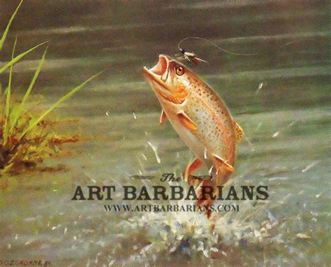 Rainbow Trout Jumping Painting at PaintingValley.com | Explore collection of Rainbow Trout ...