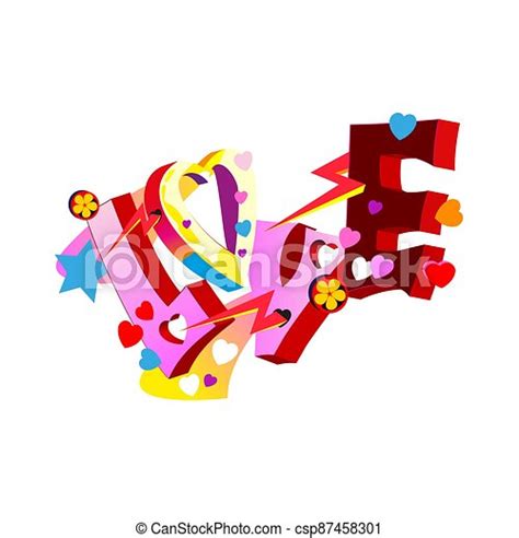 Love word, graffiti vector street art, urban design element. vector art. 3d font by spray or ...