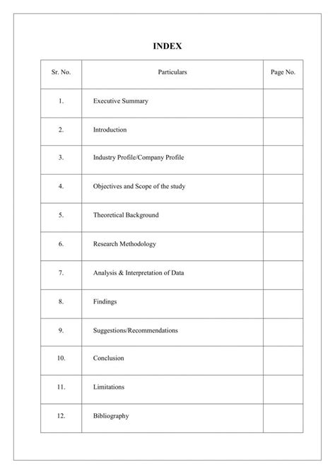 Index for Project Report File, School & College - Digiandme.com