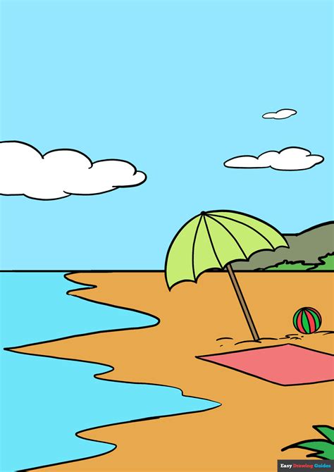 How to Draw a beach - Really Easy Drawing Tutorial