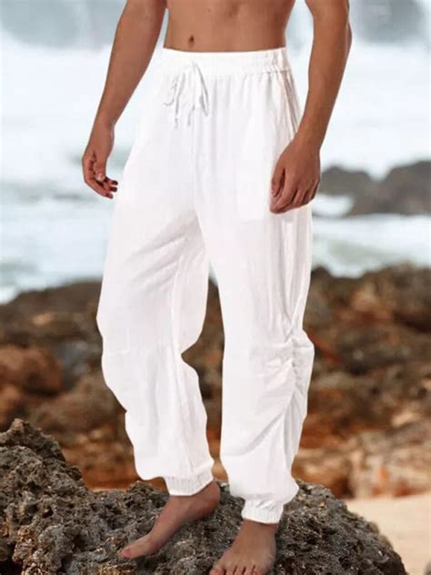 Breathable Linen Lace-Up Pants - Adjustable Drawstring | Perfect for Yoga & Beach – COOFANDY