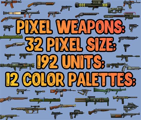 Pixel Guns for your game (2D Gun Assets) by ChiffaProdaction