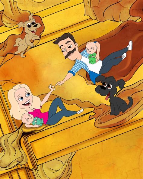 Custom Cartoon Family Portrait Funny Art Parody on Creation - Etsy