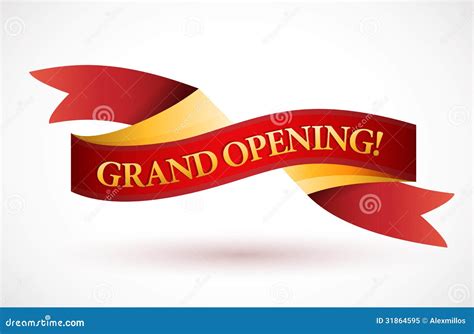 Grand Opening Red Waving Ribbon Banner Stock Illustration ...