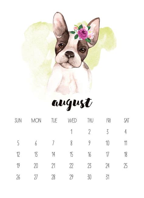 August 2018 Watercolor Animal Calendar | Watercolor calendar, Calendar printables, Free ...