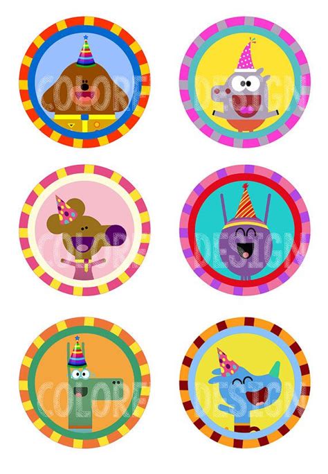 Hey Duggee 6 Digital Stickers for Party Hats 2.83 inches | Birthday ...