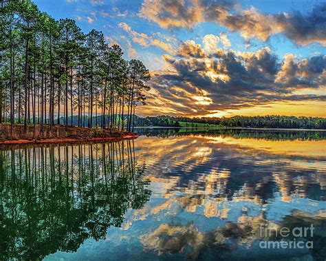 Trees And Vibrant Sky, Lake Keowee, South Carolina Photograph by Don Schimmel - Fine Art America