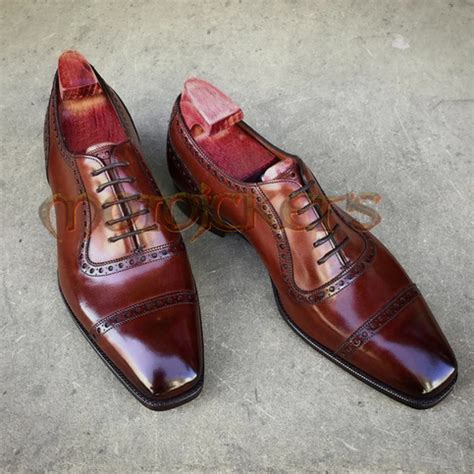 Handmade Brown Oxford Formal Leather Dress Shoes For Men on Storenvy